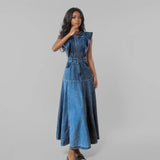 Jules Butterfly Sleeve Maxi Denim Dress