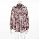 Wella Oversized Stained Effect Plaid Shirts