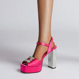 Talia Crystal Buckle Platform Ankle Strap Sandals