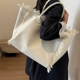 Yves Fringe Canvas Tote Bag