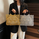 Sofia Metallic Woven Ring Handle Bag