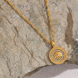 Golden Soleil CZ Medallion Necklace