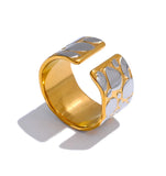 Metallic Hide Pattern Statement Band Ring