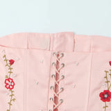 Milana Floral Embroidery Lace-Up Corset Top