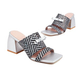 Karla Bow Tie Serpentine Mule Sandals