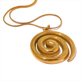 Gold Spiral Medallion Pendant Necklace