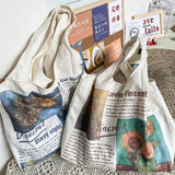 Van Gogh Painting and Memo Canvas Totes