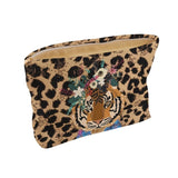 Flower Tiger Print Cosmetic Pouch