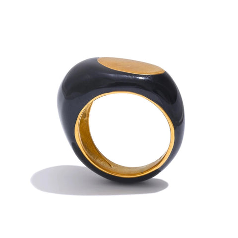 Pauline Enamel Geometric Minimalist Ring