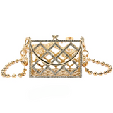 Nina Rhinestone Micro Metal Cage Bag