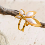 Evangelina Open Pearl Bloom Ring
