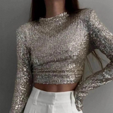 Jada Metallic Sequin Cropped Top