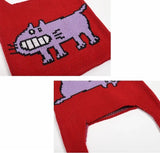 Cartoon Dog Intarsia Knit Bag