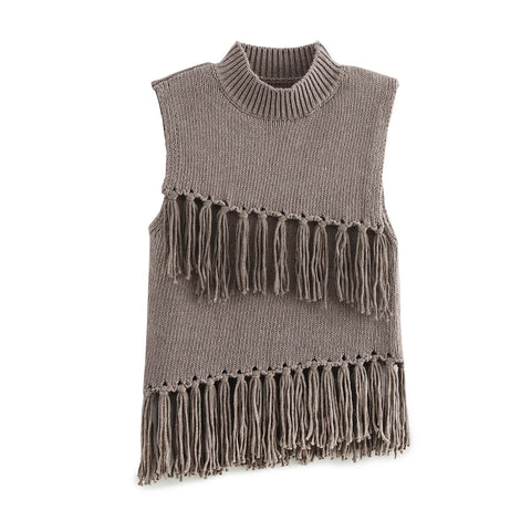 Talia Tassel Fringe Sleeveless Sweater