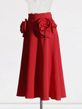 Klara Rosette Applique Flare Skirt