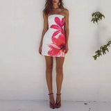 Sefina Tropical Prints Tube Mini Dress