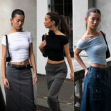 Mandie Slash Neck Cropped Top