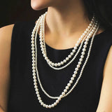 Gina Double Strands Long Pearl Necklace