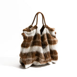 Hailey Fluffy Plaid Shoulder Tote Bag