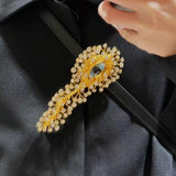 Large Rhinestone Metal Eyes Brooch and Necklace