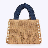 Patima Pearl Trim Straw Tote