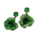 Clear Resin Rose Drop Earrings - 7 Colors
