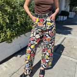 Marie Fun Graphic Print Cropped Casual Jeans