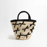 Shelby Bow Knot Applique Straw Totes