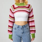 Sami Half Bolero Rainbow Stripe Sweater