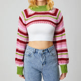 Sami Half Bolero Rainbow Stripe Sweater