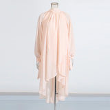 Grizia Smock Neck Tie Loose Long Blouse