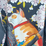 Unisex Harajuku Cat Print Yukata Kimono