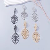 Crystal Leaf Web Drop Earrings