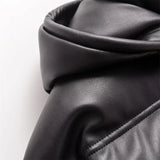 Jaden Faux Leather Hooded Puffer Jacket