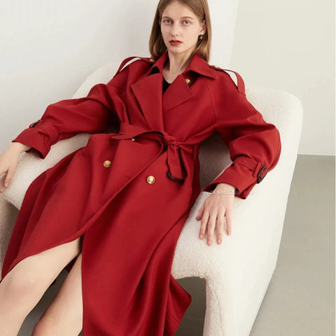 Scarlett Red Double Breast Trench Coat