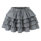 Aili Gingham Tierred Ruffles Mini Skirt