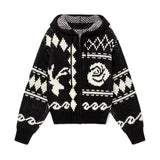 Joana Vintage Pattern Hooded Knit Jumper