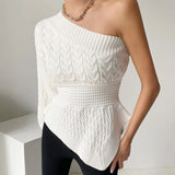 Albertina One Shoulder Cable Knit Sweater
