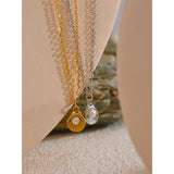 Mother Of Pearl Golden Shell Pendant Necklace