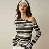 Colette One-Shoulder Stripe Knit Top