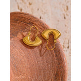 Elegant Gold Beaded Crescent Hoop Earrings