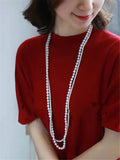 Gina Double Strands Long Pearl Necklace