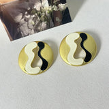 Edan Luxe Ying Yang Black and White Stud Earrings