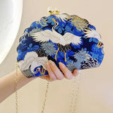 Maji Embroidered Crane Evening Clutch