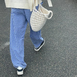 Harper Pin Check Casual Drawstring Pants