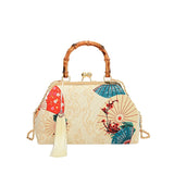 Ilta Kimono Prints Bamboo Handle Clutch Bag