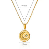 Blue CZ Star Moon Pendant Necklace