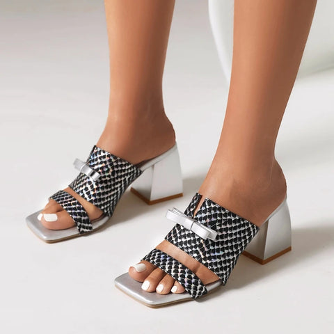 Karla Bow Tie Serpentine Mule Sandals