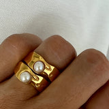 Fresh Water Pearl Inlay Vintage Ring