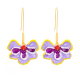 Violet Flower Enamel Drop Earrings